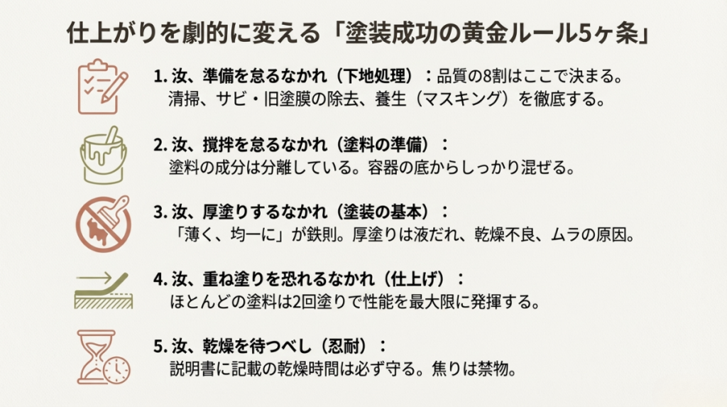 塗装成功のための黄金ルール5か条