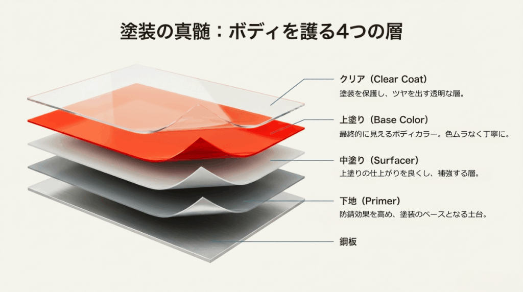 車の塗装の構造を図解