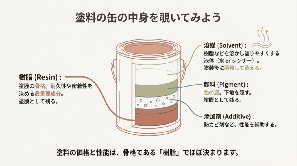塗料の成分構成の図解