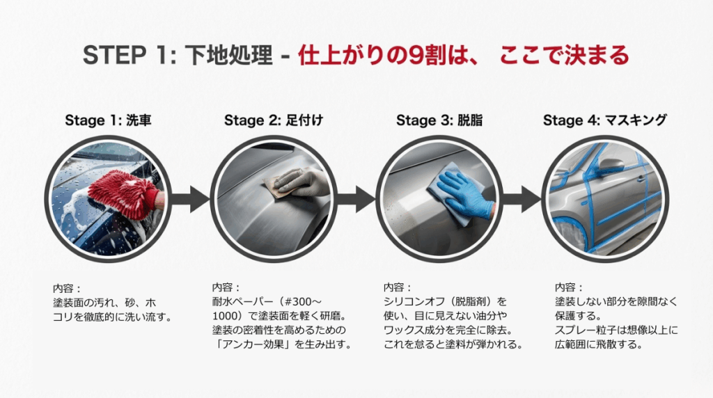ステップ１：下地処理について図解
