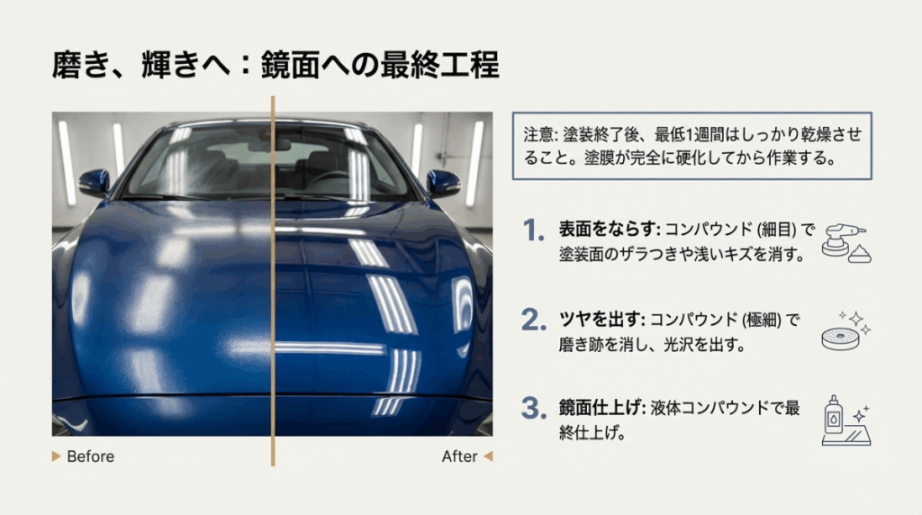 ステップ３：鏡面仕上げについての図解