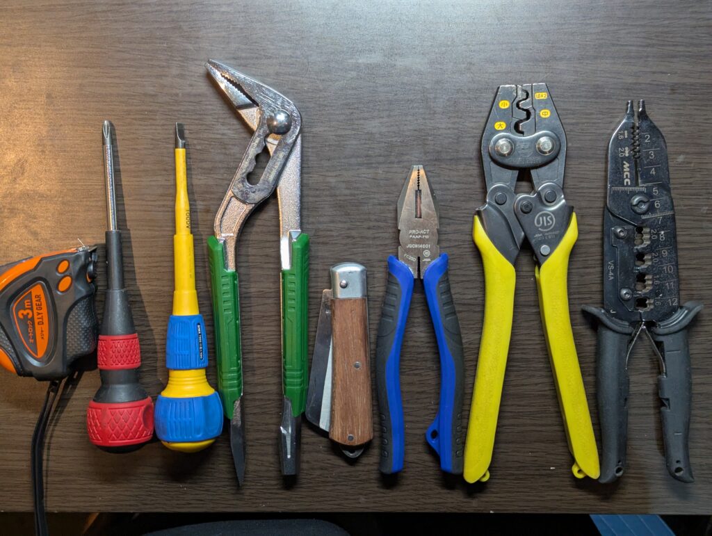 第2種電気工事士 技能試験の対策用に用意した工具たち